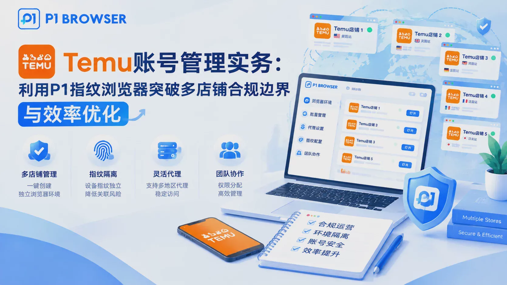 Temu Account Management Practice: Using P1 Fingerprint Browser to Break Through Multi-Store Compliance Boundaries and Optimize Efficiency